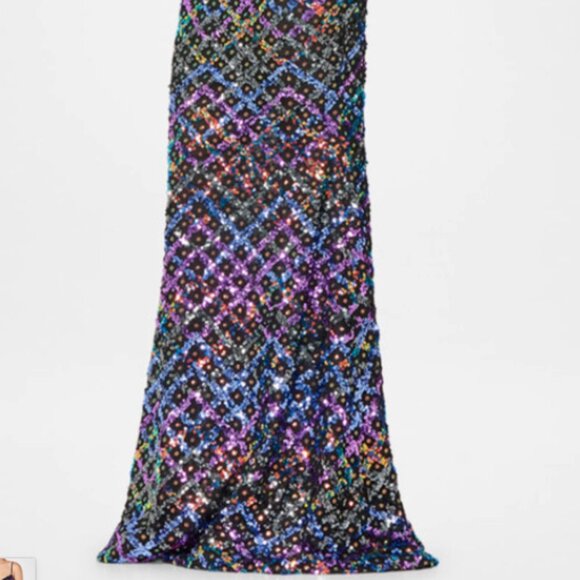 HELSI Evan Sequined Trumpet Gown Maxi Dress Lavender Multi S NWT $625 - Picture 5 of 13